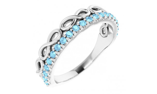 14K White Aquamarine Infinity-Inspired Stackable Ring - 72003615P