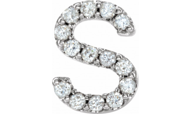 14K White .05 CTW Diamond Single Initial S Earring - 867976095P