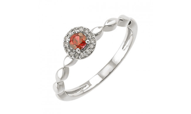Gems One 10Kt White Gold Diamond (1/12Ctw) & Ruby (1/5 Ctw) Ring - RG87016-1WDR
