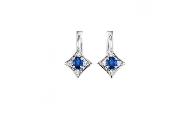Gems One 14Kt White Gold Diamond (1/12Ctw) & Sapphire (1/3 Ctw) Earring - FE4031-4WCS