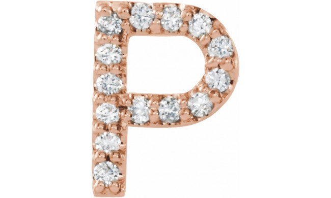 14K Rose .06 CTW Diamond Single Initial P Earring - 867976080P