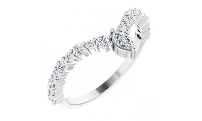 14K White 1/2 CTW Diamond V Ring - 123931600P