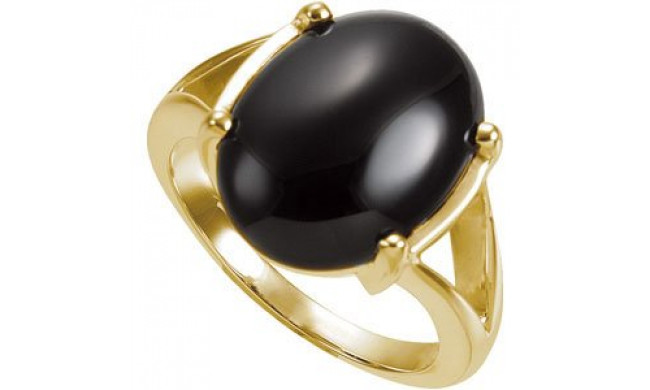 14K Yellow Onyx Cabochon Split Shank Ring - 61381101P