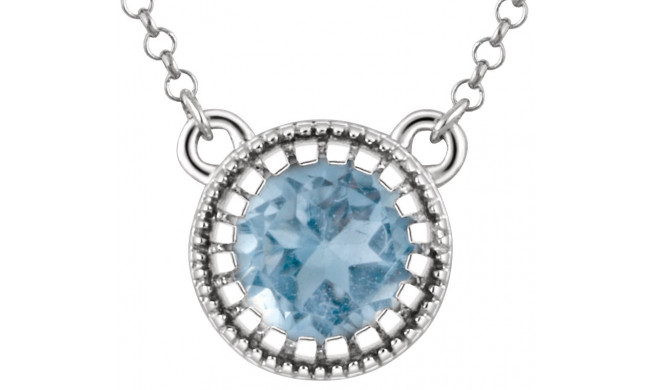 14K White Swiss Blue Topaz December 18 Birthstone Necklace - 651611124P