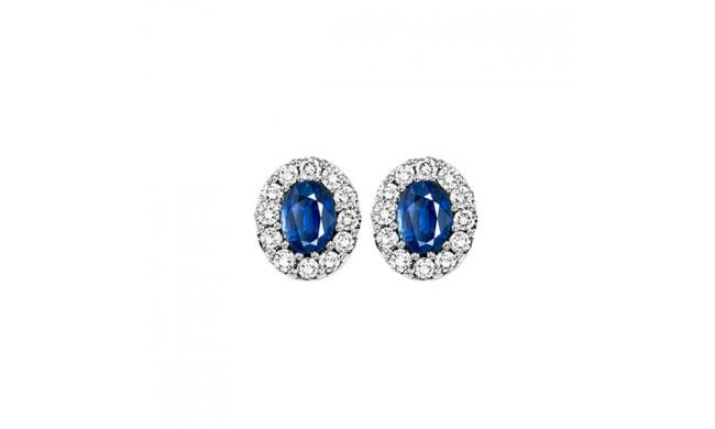 Gems One 14Kt White Gold Diamond (1/4Ctw) & Sapphire (1/3 Ctw) Earring - RPT2002E-4WCS
