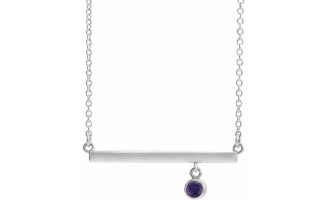 14K White Amethyst Bezel-Set 18 Bar Necklace - 869056090P