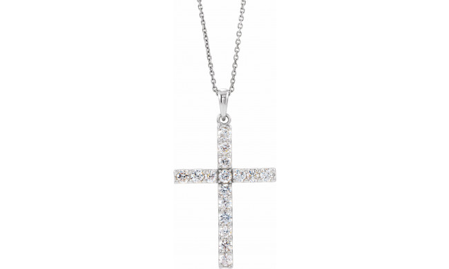 14K White 1/2 CTW Diamond Cross 18 Necklace - R4230860020P