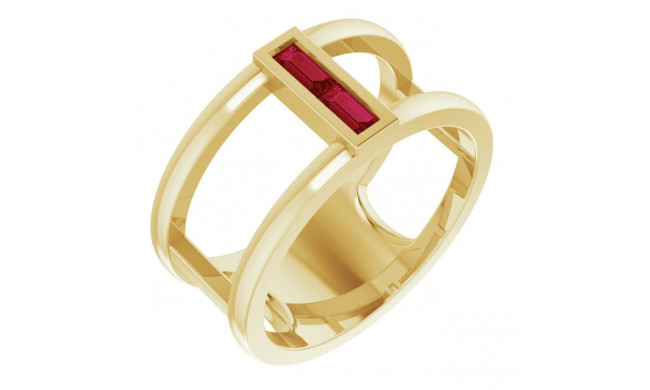 14K Yellow Ruby Baguette Ring - 71884601P