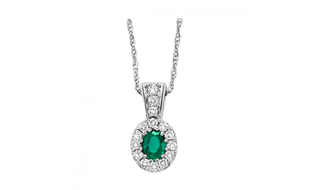 Gems One 14Kt White Gold Diamond (1/8Ctw) & Emerald (1/8 Ctw) Pendant - RPT2002P-4WCE