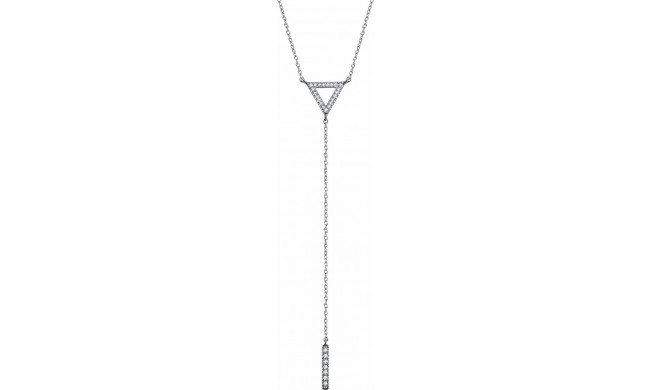 14K White 1/6 CTW Diamond Triangle & Bar Y 16-18 Necklace - 65230060000P