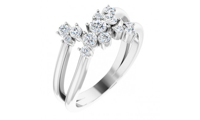 Platinum 1/2 CTW Diamond Cluster Bypass Ring - 123824603P