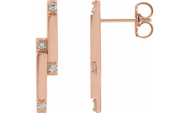 14K Rose 1/10 CTW Diamond Bar Earrings - 87051602P