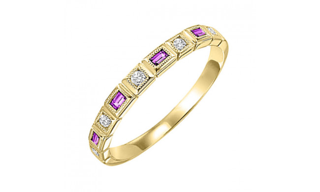 Gems One 14Kt Yellow Gold Diamond (1/10Ctw) & Ruby (1/8 Ctw) Ring - FR1069-4YD