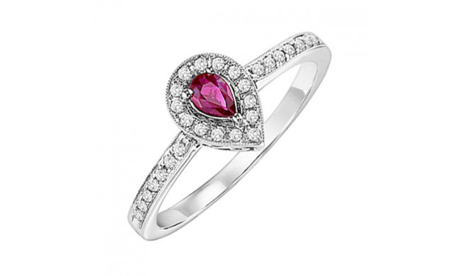 Gems One 14Kt White Gold Diamond (1/6Ctw) & Ruby (1/6 Ctw) Ring - FR4015-4WCR