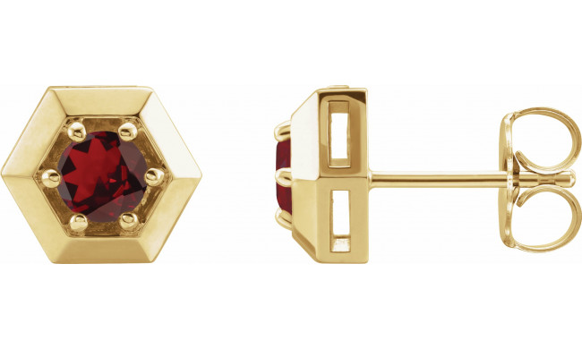 14K Yellow Mozambique Garnet Geometric Earrings - 87127629P
