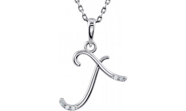 14K White .025 CTW Diamond Initial T 18 Necklace - 8555760064P