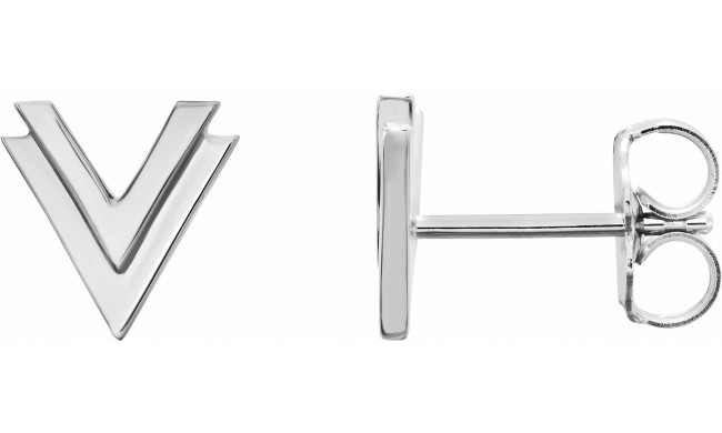 Platinum 8 mm Double V Earrings - 862586010P