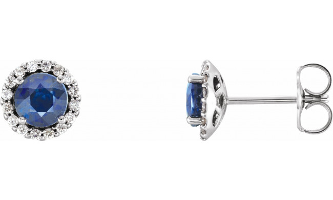 14K White Blue Sapphire & 1/6 CTW Diamond Earrings - 86509620P