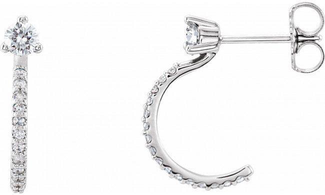 14K White 1/3 CTW Diamond Hoop Earrings - 86686620P