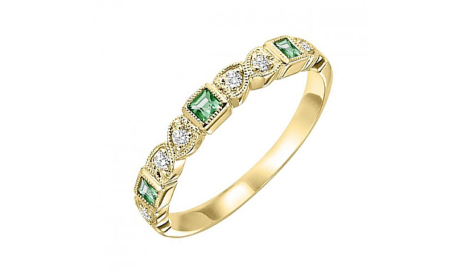 Gems One 14Kt Yellow Gold Diamond (1/10Ctw) & Emerald (1/6 Ctw) Ring - FR1073-4YD