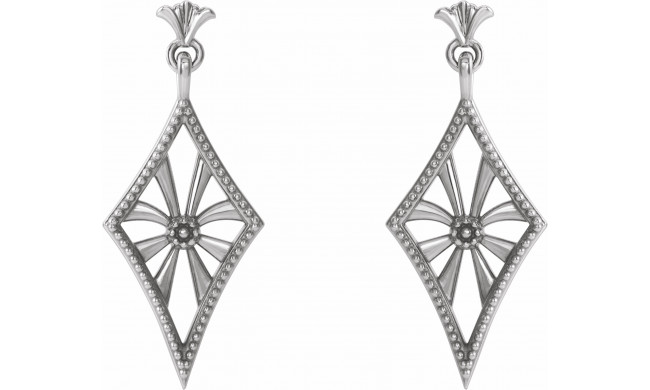 14K White Vintage-Inspired Dangle Earrings - 86881600P