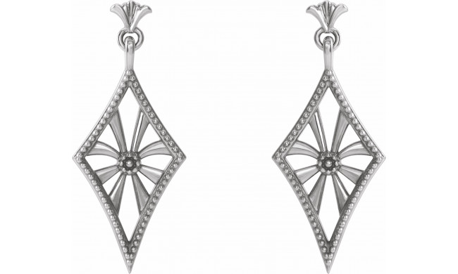 14K White Vintage-Inspired Dangle Earrings - 86881600P