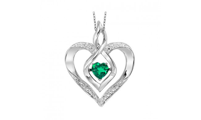 Gems One Silver Diamond (1/50 Ctw) & Created-Emerald (1/4 Ctw) Pendant - ROL1165E