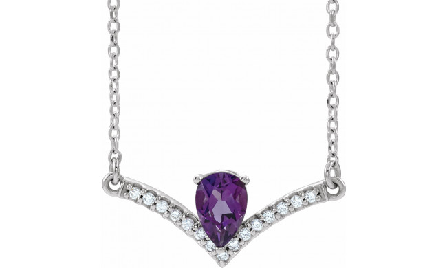 14K White Amethyst & .06 CTW Diamond 18 Necklace - 868146075P