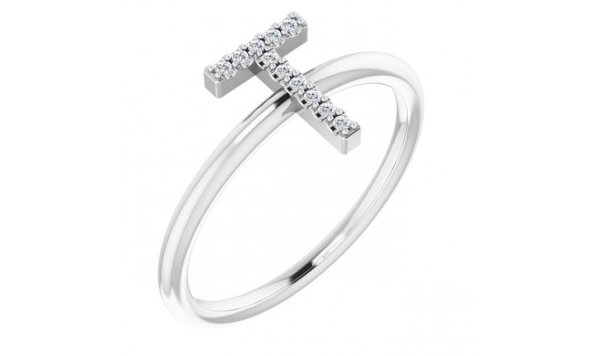 14K White .06 CTW Diamond Initial T Ring - 1238346095P