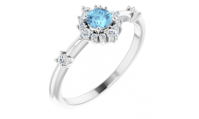 14K White Aquamarine & 1/6 CTW Diamond Ring - 720886011P