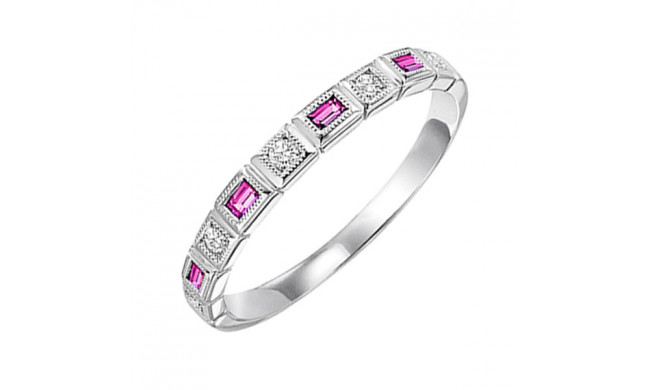 Gems One 10Kt White Gold Diamond (1/12Ctw) & Pink Sapphire (1/8 Ctw) Ring - FR1038-1WD