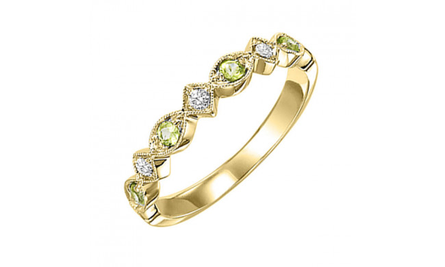Gems One 14Kt Yellow Gold Diamond (1/20Ctw) & Peridot (1/6 Ctw) Ring - FR1239-4YD
