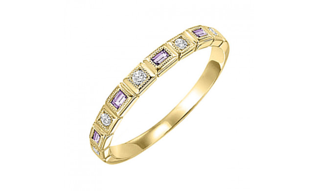 Gems One 14Kt Yellow Gold Diamond (1/10Ctw) & Syn Alexandrite (1/8 Ctw) Ring - FR1269-4YD