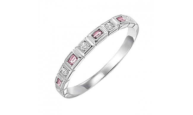 Gems One 10Kt White Gold Diamond (1/10Ctw) & Pink Tourmaline (1/6 Ctw) Ring - FR1199-1WD