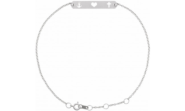 14K White Faith, Love, Hope Bar 6 1/2-7 1/2 Bracelet - BRC805101P