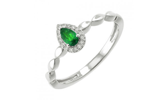 Gems One 10Kt White Gold Diamond (1/20Ctw) & Emerald (1/4 Ctw) Ring - RG87015-1WDE