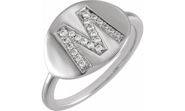 14K White Initial M 1/8 CTW Diamond Ring - 653628637P