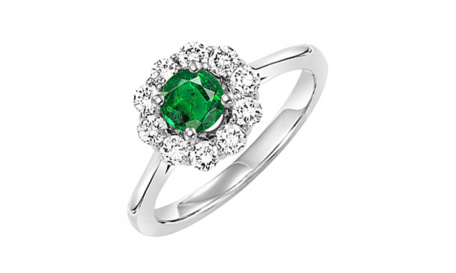 Gems One 14Kt White Gold Diamond (1/2Ctw) & Emerald (3/8 Ctw) Ring - FR4066-4WCE