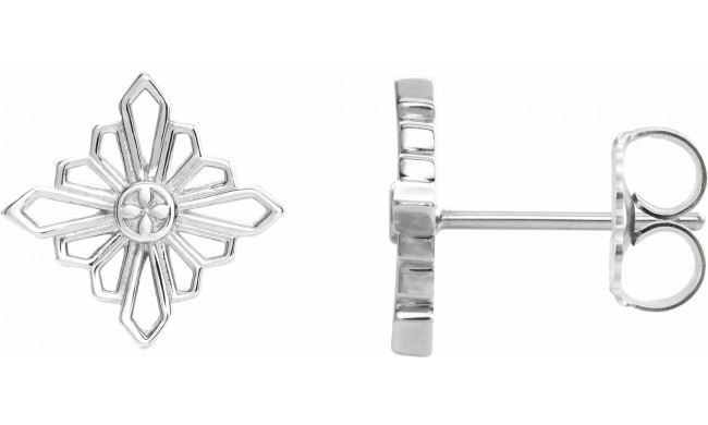 14K White Geometric Earrings with Backs - 86985600P