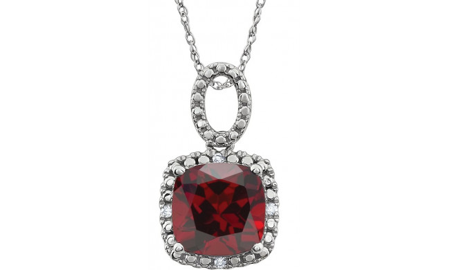 14K White Mozambique Garnet & .03 CTW Diamond 18 Necklace - 651606105P