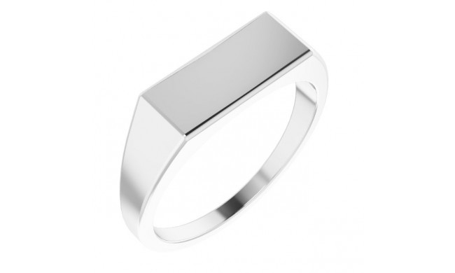 14K White 15x7 mm Rectangle Signet Ring - 9824101P