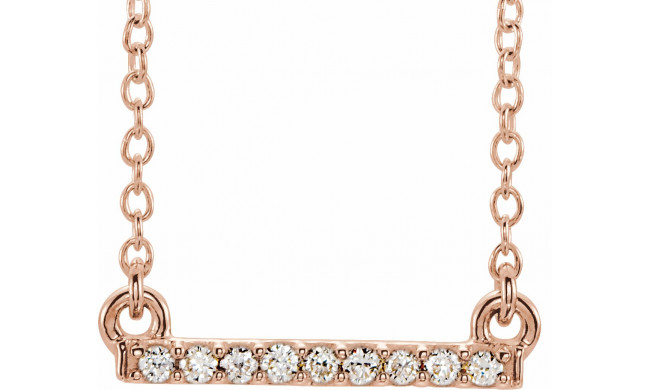 14K Rose .07 CTW Petite Diamond Bar 16-18 Necklace - 65201760002P