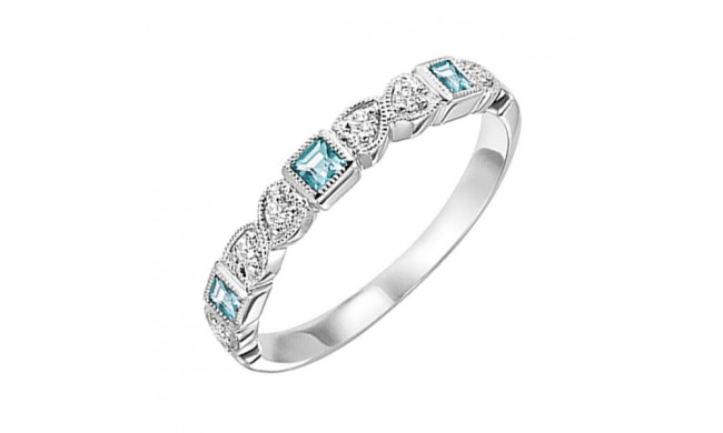 Gems One 14Kt White Gold Diamond (1/12Ctw) & Blue Topaz (1/6 Ctw) Ring - FR1230-4WD