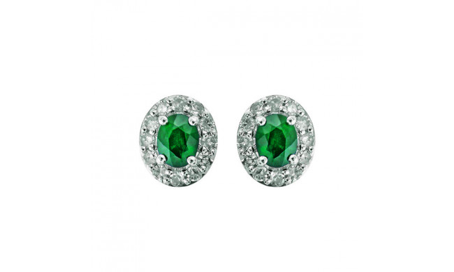 Gems One 10Kt White Gold Diamond (1/6Ctw) & Emerald (3/8 Ctw) Earring - ER31974-1WDE