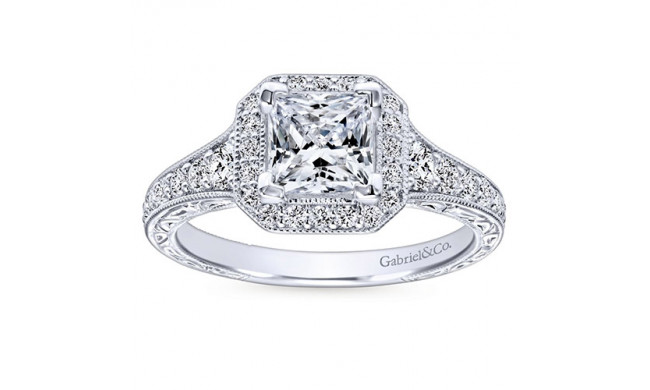 Gabriel & Co. 14k White Gold Victorian Halo Engagement Ring - ER11793S4W44JJ
