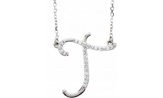 14K White 1/10 CTW Diamond Initial T 16 Necklace - 67399138P