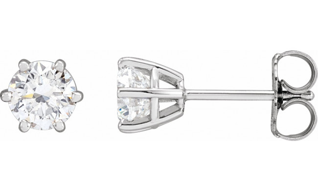 14K White 5 mm I1 1 CTW Diamond 6-Prong Wire Basket Earrings - 292366020P