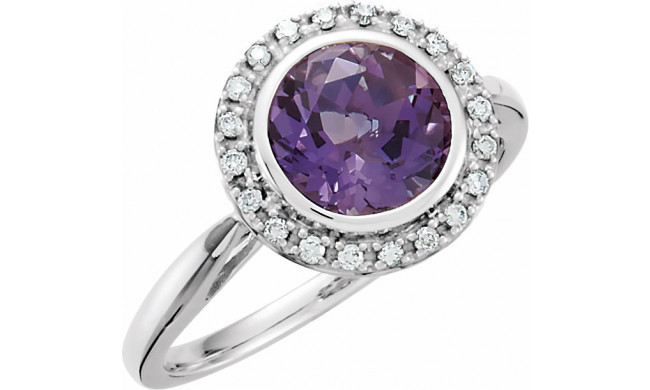 14K White Amethyst & 1/8 CTW Diamond Ring - 651435100P