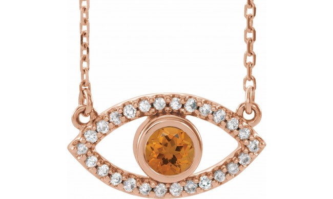 14K Rose Citrine & White Sapphire Evil Eye 18 Necklace - 86832723P