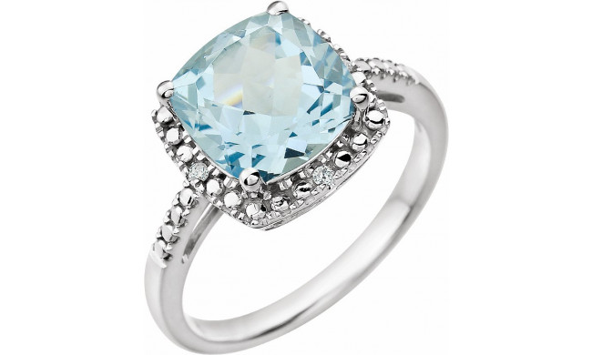 14K White Sky Blue Topaz & .03 CTW Diamond Ring - 651604101P